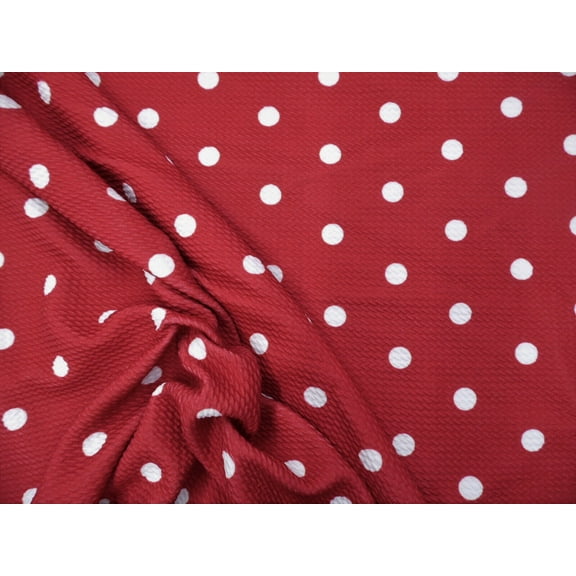 Bullet Printed Liverpool Textured Fabric Stretch Red White Small Polka Dot S43