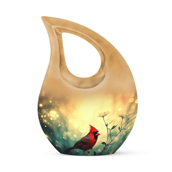 MUKTIVE Cardinal Urn for Ashes Adult Male - Tear Drop Cremation Urn - 10 Inch Large - Urns for Human Ashes Adult Female - Memory Box for Funeral