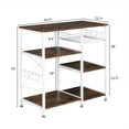 thumbnail image 6 of Bakers Rack Kitchen Shelves, 3-Tier Microwave Carts On Sale Shelving Unit, Metal Storage Shelves with 5 Hanging Hook, Round Corner, Adjustable Feet, Pull-out Basket, 3-Tier Shelves, Brown, Q9947, 6 of 10