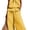 Yellow, variant on Women's Linen 2 Piece Outfits Sleeveless Ruffle Top Wide Leg Pants Summer Loungewear Beach Travel Sets