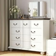thumbnail image 2 of EuKer 9 Drawer Dresser, 37.8" Large Dresser with Metal Handles for Bedroom, Living Room, Hallway, White & Brown, 2 of 8