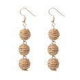 thumbnail image 2 of Dream Lifestyle 1 Pair Hook Earrings Spherical Weave Rattan Bohemian Long Dangle Earrings for Vacation, 2 of 8