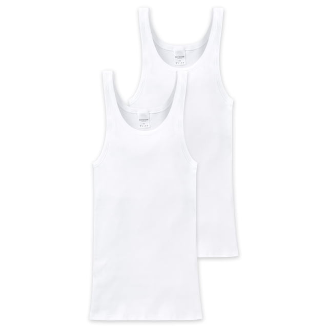 SCHIESSER Paquete de 2 camisetas de hombre - Chaqueta, Algodón Essentials, Double Rib, Blanco 6 (Gr. L)