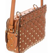 Valentino Rockstud Spike Leather Crossbody, Brown