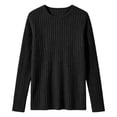 thumbnail image 2 of Women's Brushed Ribbed Sweater Crew Neck Long Sleeve Fitted Slim Fit Casual Solid Color Fall Winter Knit Pullover Soft Warm Basic Tops Black, 2 of 8