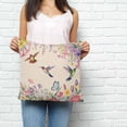 thumbnail image 2 of Watercolor Flowers Pillow Covers 24x24 Inch Decorative Throw Pillow Cover, Spring Hummingbird Butterflly Floral Beige Sofa Pillowcases Accent Cushion Case Home Decor Bedroom Living Room, 2 of 6