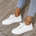 thumbnail image 6 of Xiaoxatg Women's Casual Shoes Fashion Solid Color Lace Up Flat Comfortable Non Footwear for Everyday Wear 7.5 White, 6 of 9