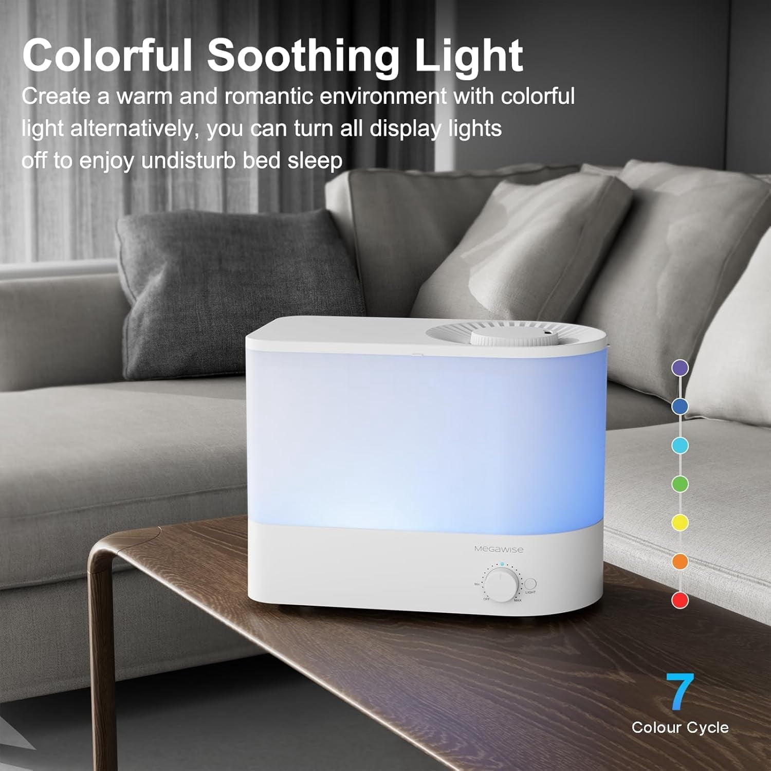 Cool Mist Ultrasonic Humidifier, Adjustable Mist Control, Quiet Operation, With a 6L top-fill and 50-hour runtime(White)