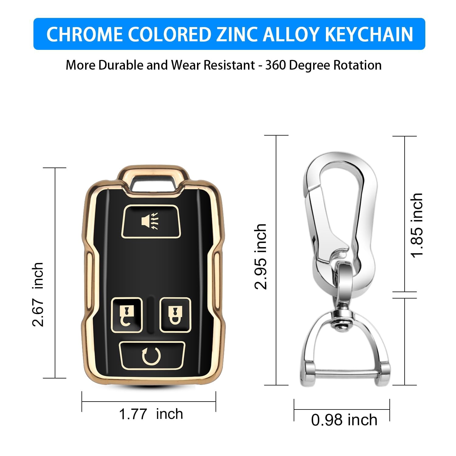 Key Fob Cover Compatible with Fit for Chevrolet 2014-2021 LT GMC Sierra Canyon Yukon Suburban Tahoe Silverado Colorado 360 Degree Protector with Keychain Keychain Case Holder Protector