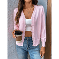 thumbnail image 4 of Suéter de Punto Tipo Cárdigan de Larga con Cuello en V y Botones para Mujer Rosa S, 4 of 9