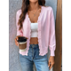 thumbnail image 4 of Suéter de Punto Tipo Cárdigan de Larga con Cuello en V y Botones para Mujer Rosa M, 4 of 9