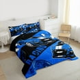 thumbnail image 3 of Homewish Racing Car Queen Comforter Set,Speed Extrame Sport Bedding Sets,Blue Black Bedding Comforter Set For Kids,Microfiber Bedroom Decor Reversible,3-Piece, 3 of 8