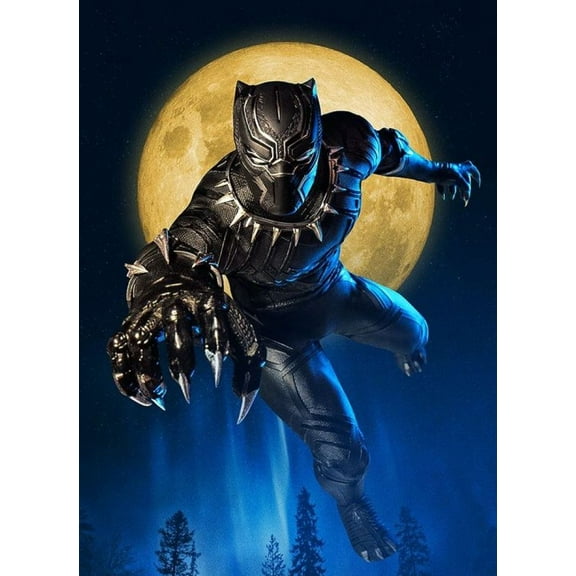 DIY Black Panther Diamond Art Painting Kit 5D The Avengers Full Diamond Diamond Art Kit for Adults Gemstone Art Painting Beginners Craft Wall Decoration 12x16inch