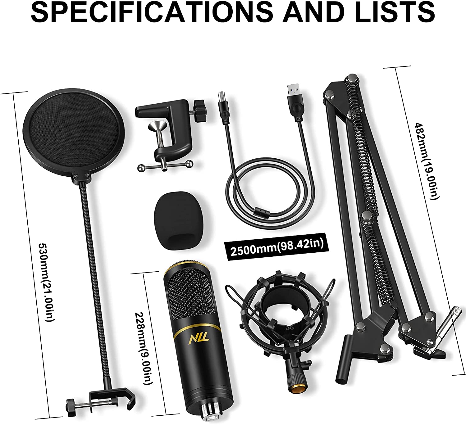 Buy USB Microphone for Computer PC NLL Podcast Condenser Microphone Kit