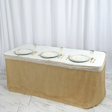 BalsaCircle 17 feet x 29" 3 Natural Tiers Ruffled Burlap Table Skirt ...
