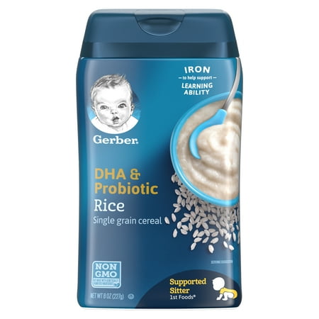Gerber DHA and Probiotic Single-Grain Rice Baby Cereal, 8 oz