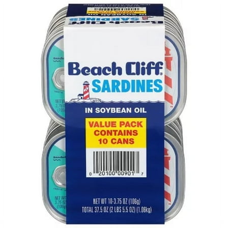 Beach Cliff Sardines in Soybean Oil 3.75 Oz., 10 Ct.
