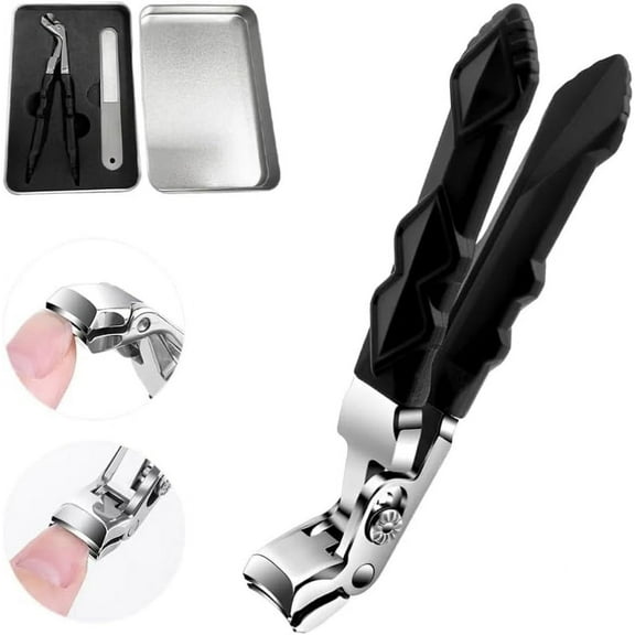 Clipmaster Pro Nail Clippers, 2025 Upgraded Large Angled Head Toenail Clippers Easy Trimming, Wide Jaw Opening Nail Clippers for Thick Nails, Long Handle Nail Clipper for Seniors Men Women (1 Set)