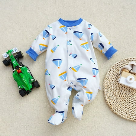 

Fangying Spring Dress New Baby Foot-wrapped One-piece Suit Long Sleeve * Cotton One-piece Climbing Suit 3-12m