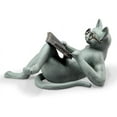 thumbnail image 3 of Literary Cat Verdigris Green Metal Garden Sculpture, 3 of 4