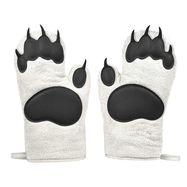 Bewildely Guantes para hornear Guantes para microondas Guantes con aislamiento térmico Algodón Silicona Cocina y Comedor Un par de osos polares