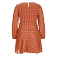 thumbnail image 3 of ClodeEU Women's V Neck Long Sleeve Dress ,Dot Loose Babydoll Dress with Elastic Waist Orange,Womens Plus L, 3 of 5