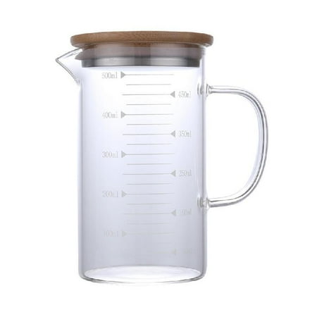 

Graduated Beaker Mug with Handle and Durable Bamboo Lid Borosilicate Glass Multi-Function Food Grade Measuring Cup