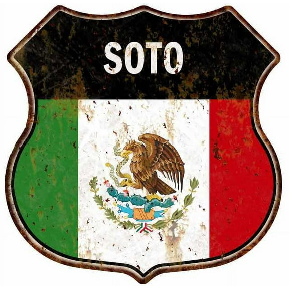 SOTO Mexican Flag Sign Shield Metal Gift Mexico 211110008043
