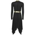 thumbnail image 4 of Hansber Women's Praise Dance Dress Metallic Patchwork Worship Tunic Irregular Hem Lyrical Dancewear Garment Black XXL, 4 of 5