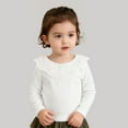 thumbnail image 4 of GUNIA Girls Long Sleeve Shirts Casual Cute Graphic Crewneck Ribbed Knit Kids Spring Fall Tops Toddler Tees White 3-4 Years, 4 of 9