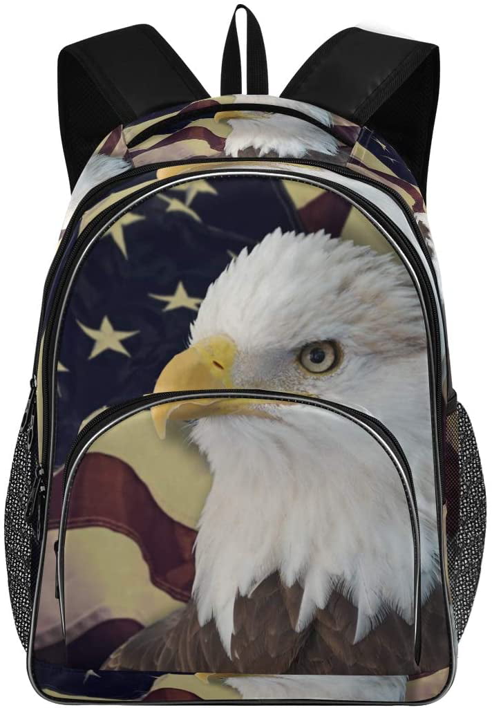 Travel Laptop Backpack American Eagle Flag College Bookbag School Computer Bag for Men Women Kids Backpacks Daypacks