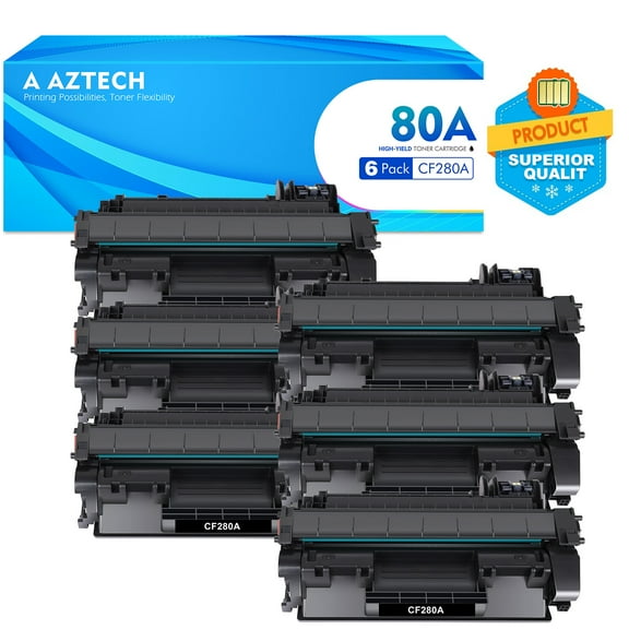 80A CF280A | 80X CF280X Compatible Toner Cartridge Replacement for HP 80A CF280A 80X CF280X Laserjet Pro 400 M401A M401D M401N M401DNE MFP M425DN Printer Ink (Black, 6-Pack)
