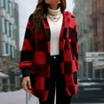 thumbnail image 2 of Dweltoz Fleece Flannel Jacket for Women Plus Size Plaid Lined Open Front Hoodies Oversized Winter Warm Jacket Shacket Fuzzy Cardigan Sweater with Pockets,Red M, 2 of 6