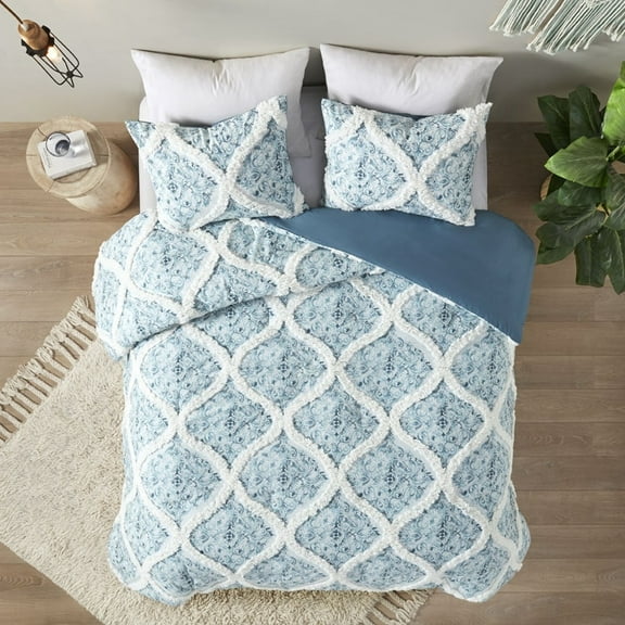 Madison Park Rain 3 Piece Cotton Duvet Cover Set - Full/Queen