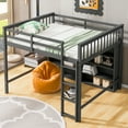 thumbnail image 3 of Euroco Gray Full Size Loft Bed with Functional Shelf and Display Case for Kids and Teens, 3 of 14