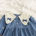 thumbnail image 3 of Korean Bow Embroidered Baby Bodysuit Spring Cute Girls Long Sleeve Butterfly Collar Dress Children's Clothes Sisters Dress, 3 of 6