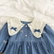 thumbnail image 3 of Body coreano bordado con lazo para bebé, vestido bonito de primavera con cuello de mariposa y manga larga para niña, ropa para niños, vestido para hermanas, 3 of 6