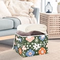 thumbnail image 3 of Yayeee Collapsible Cube Storage Bin with Lid Fabric Closet Decorative Basket with Handles, Blue Geometric Flowers, 3 of 7