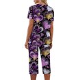 thumbnail image 4 of Kixjoy Lounge Sets for Women Sweat Capris Sets Short Sleeve Casual Fall Sweatsuits Classic Valentines Loose Fit Sweatsuits for Women with Pockets, Light Purple XL, 4 of 7