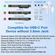USB C Headphones Wired,1Pack Type C Wired Earphones USBC Wired Earbuds Noise Cancelling Ear Buds w/ Mic Microphone Remote Control Type C Headphone Compatible with Samsung Android iPad