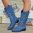thumbnail image 2 of SACFOF Cowboy Boots For Women - Western Cowgirl Boots Mid Calf Chunky Heel Booties Pointed Toe Country Shoes, 2 of 6