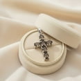 thumbnail image 4 of 6X4mm Oval Smoky Quartz 925 Sterling Silver Women Religious Cross Pendant Jewelry, 4 of 5