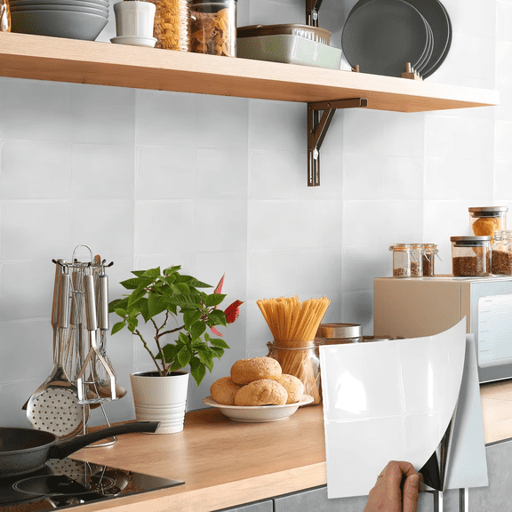 FLOLEOPA Peel and Stick Backsplash - 20 Sheets of 9" x 9" - 3D Adhesive Peel and Stick Tile Backsplash for Kitchen, Bathroom, Wall Tile