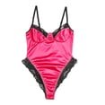 thumbnail image 4 of Lencería de mujer Sexy Hollow Lace Jumpsuit Erotic Nightwear Body, M, Rose Red Advancent XX000113-08, 4 of 7