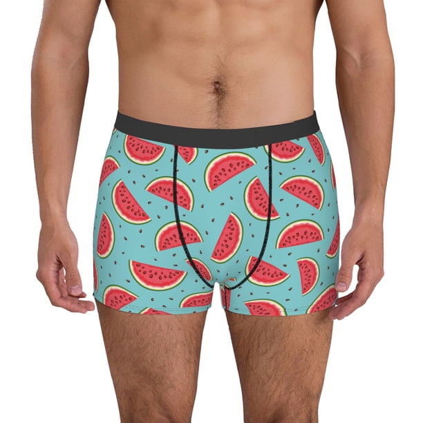 Balery Watermelon Calzoncillos bóxer para hombre, ropa interior de algodón suave y transpirable con cinturilla de nailon-Large