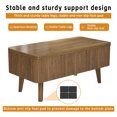 thumbnail image 6 of GDF Studio 36" Lift Top Wooden Coffee Table, Fluted Convertible Dining Table with Hidden Storage, Space Saving, Walnut, 6 of 19