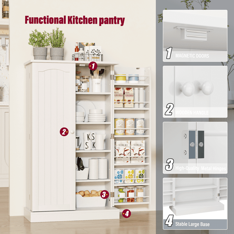 HOMEFORT 41 Kitchen Pantry Farmhouse Pantry Cabinet Storage Cabinet with Doors and Adjustable Shelves 41 H x 23.2 W x 12 D White Shop Black Friday Deals for 2024 Walmart