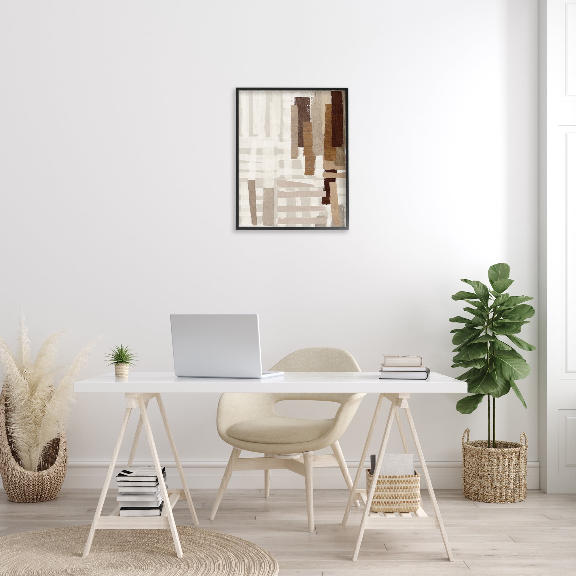 Stupell Industries Rustic Hatched Pattern Abstract Painting Black Framed Art Print Wall Art, 24 x 30