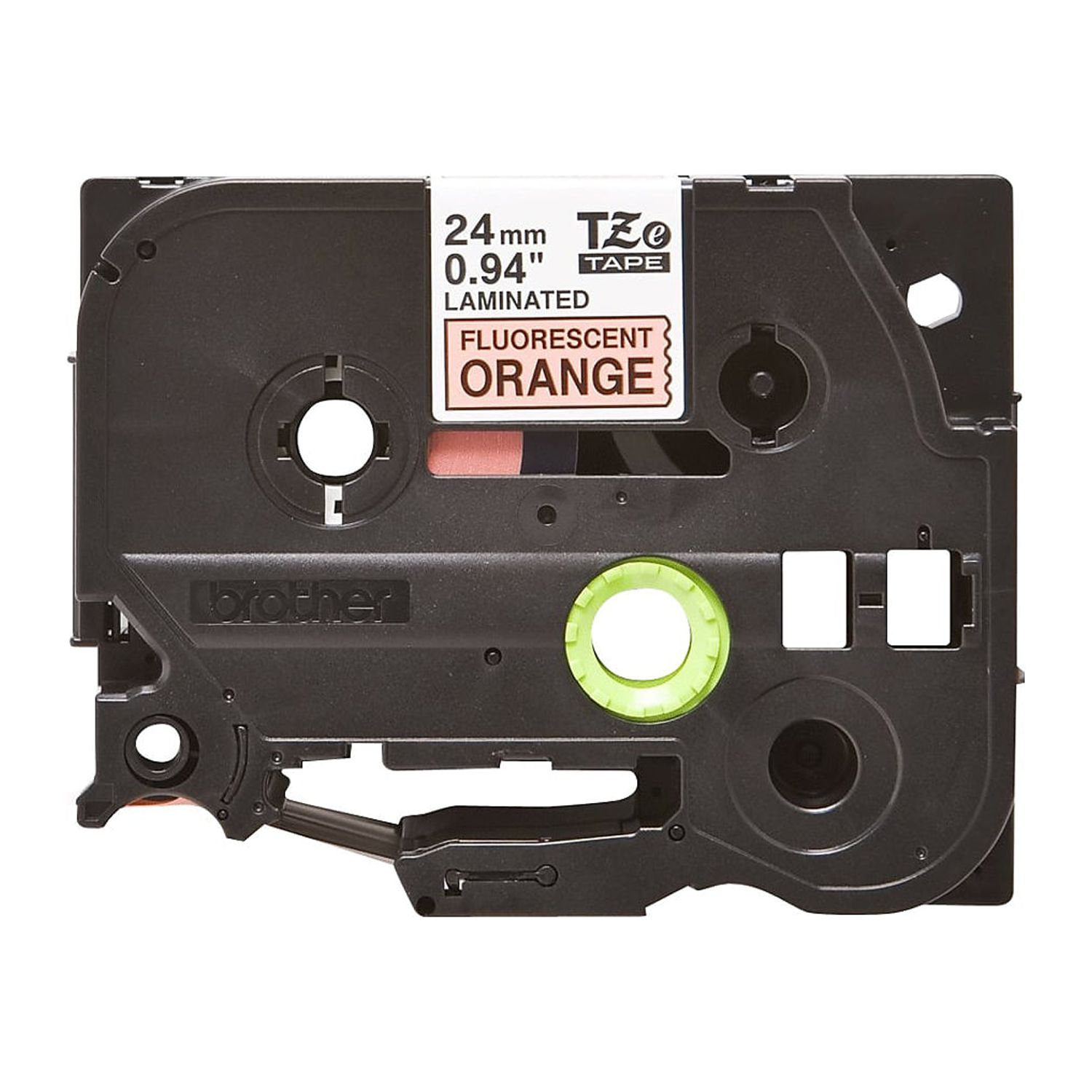 Brother TZEB51 - Standard Adhesive - Black on Fluorescent Orange - 1 Roll (0.94" x 16') Laminated Tape - image 3 of 4