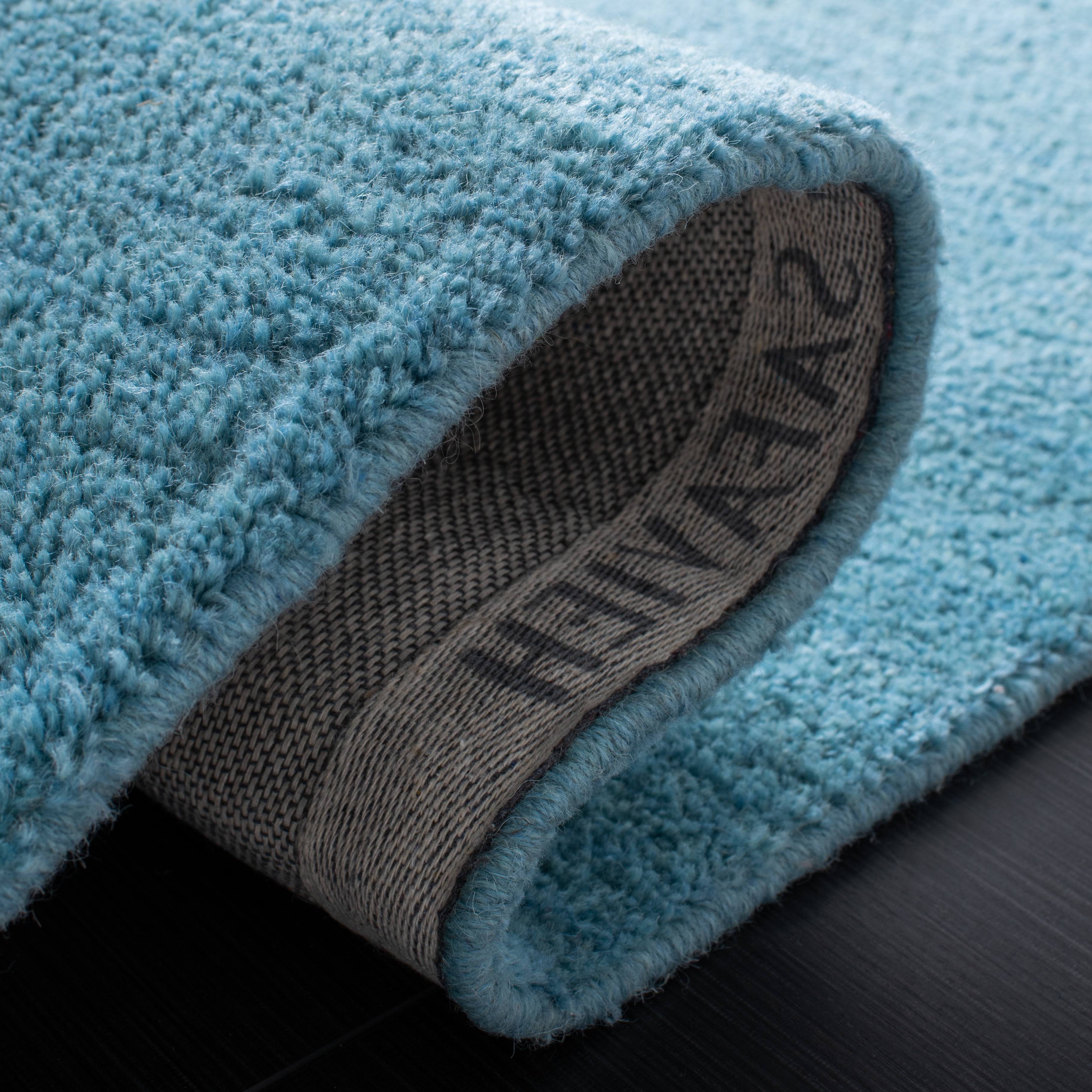 SAFAVIEH Himalaya Rachelle Solid Wool Runner Rug, Turquoise, 2'3" x 10'